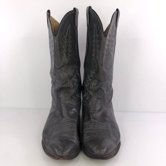 Nocona Gray Leather Cowboy Western Boots Size 10.5EE - Picture 4 of 9